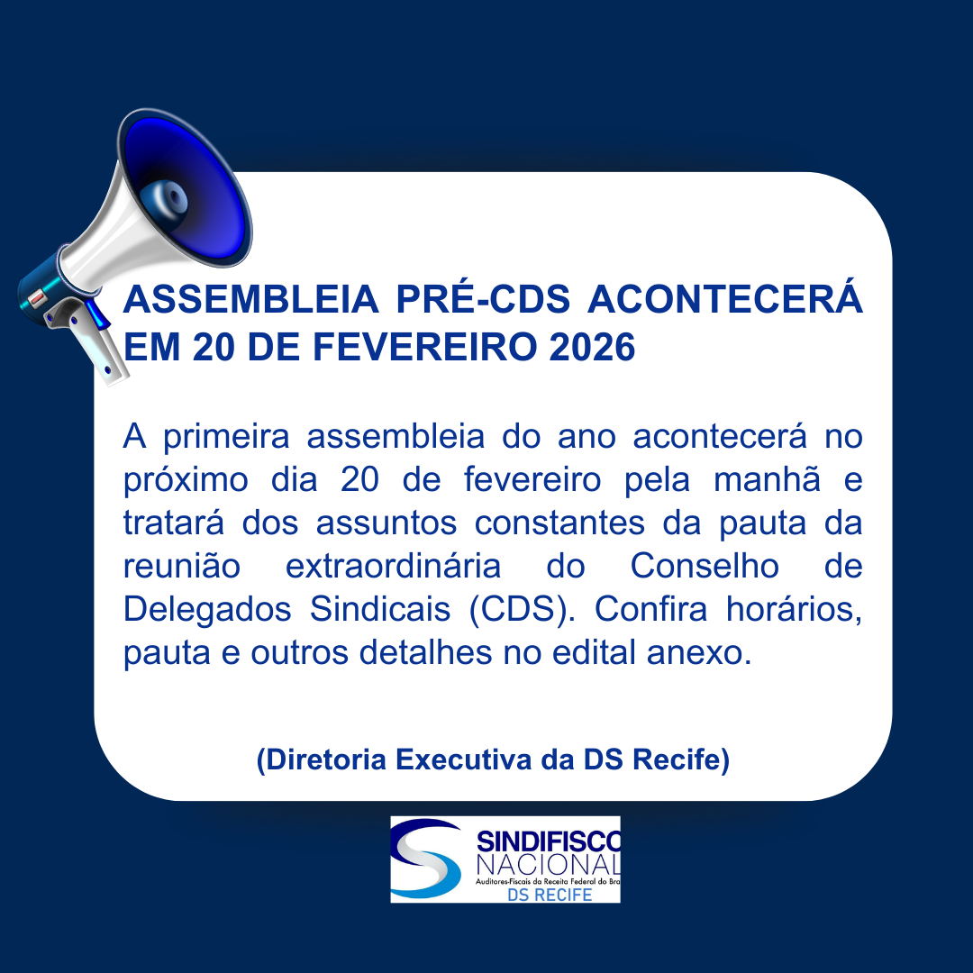 ASSEMBLEIA PRÉ-CDS ACONTECERÁ EM 20 DE FEVEREIRO 2026