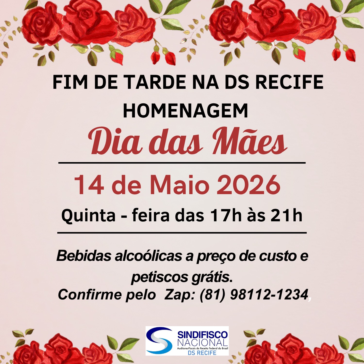 FIM DE TARDE NA DS RECIFE HOMENAGEM DIA DAS MÃES, 14 DE MAIO DE 2026, ÀS 17H
