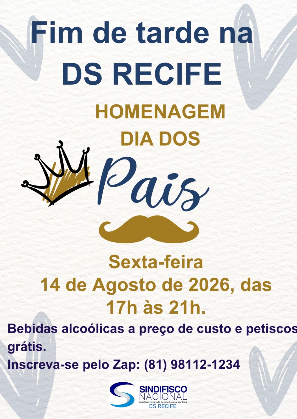 FIM DE TARDE NA DS RECIFE HOMENAGEM DIA DOS PAIS, 14 DE AGOSTO DE 2026, DAS 17H ÀS 21H